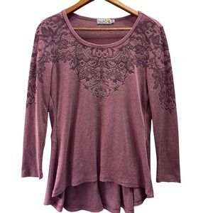 Unity World Wear Womens Medium Purple Boho Rhinestone Peplum Thermal Western